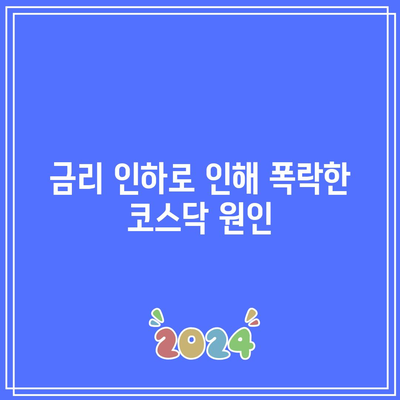 금리 인하로 인해 폭락한 코스닥 원인