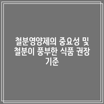 철분영양제의 중요성 및 철분이 풍부한 식품 권장 기준