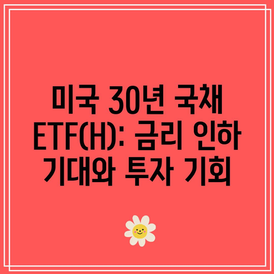 미국 30년 국채 ETF(H): 금리 인하 기대와 투자 기회