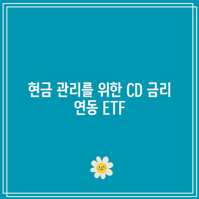 현금 관리를 위한 CD 금리 연동 ETF