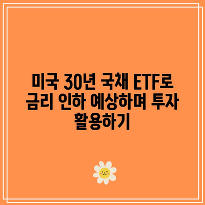 미국 30년 국채 ETF로 금리 인하 예상하며 투자 활용하기