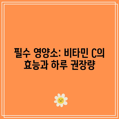 필수 영양소: 비타민 C의 효능과 하루 권장량