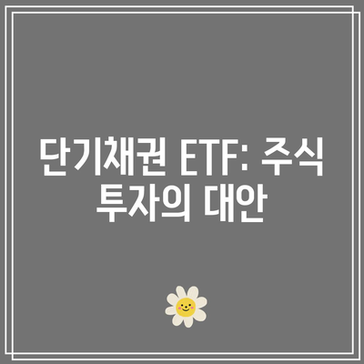 단기채권 ETF: 주식 투자의 대안