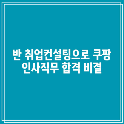 반 취업컨설팅으로 쿠팡 인사직무 합격 비결