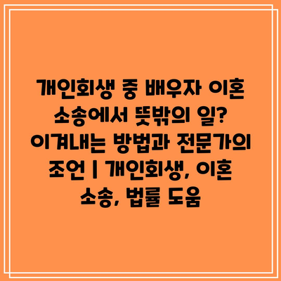 개인회생 중 배우자 이혼 소송에서 뜻밖의 일? 이겨내는 방법과 전문가의 조언 | 개인회생, 이혼 소송, 법률 도움