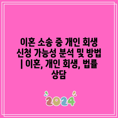 이혼 소송 중 개인 회생 신청 가능성 분석 및 방법 | 이혼, 개인 회생, 법률 상담