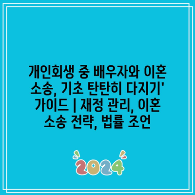 개인회생 중 배우자와 이혼 소송, 기초 탄탄히 다지기’ 가이드 | 재정 관리, 이혼 소송 전략, 법률 조언