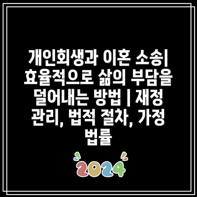 개인회생과 이혼 소송| 효율적으로 삶의 부담을 덜어내는 방법 | 재정 관리, 법적 절차, 가정 법률