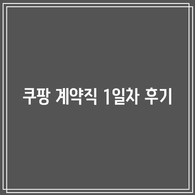 쿠팡 계약직 1일차 후기