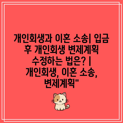 개인회생과 이혼 소송| 입금 후 개인회생 변제계획 수정하는 법은? | 개인회생, 이혼 소송, 변제계획”