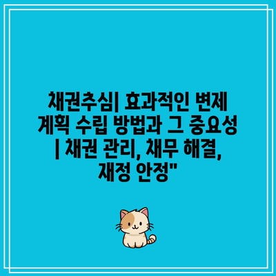 채권추심| 효과적인 변제 계획 수립 방법과 그 중요성 | 채권 관리, 채무 해결, 재정 안정”