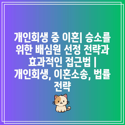 개인회생 중 이혼| 승소를 위한 배심원 선정 전략과 효과적인 접근법 | 개인회생, 이혼소송, 법률 전략