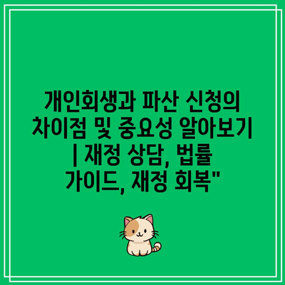 개인회생과 파산 신청의 차이점 및 중요성 알아보기 | 재정 상담, 법률 가이드, 재정 회복”