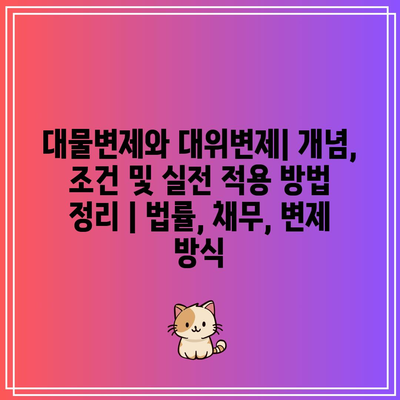 대물변제와 대위변제| 개념, 조건 및 실전 적용 방법 정리 | 법률, 채무, 변제 방식