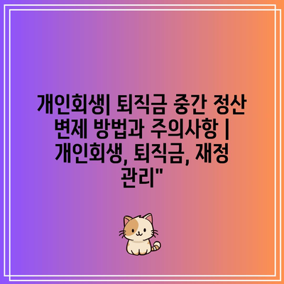 개인회생| 퇴직금 중간 정산 변제 방법과 주의사항 | 개인회생, 퇴직금, 재정 관리”