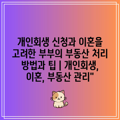 개인회생 신청과 이혼을 고려한 부부의 부동산 처리 방법과 팁 | 개인회생, 이혼, 부동산 관리”