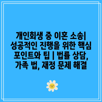 개인회생 중 이혼 소송| 성공적인 진행을 위한 핵심 포인트와 팁 | 법률 상담, 가족 법, 재정 문제 해결