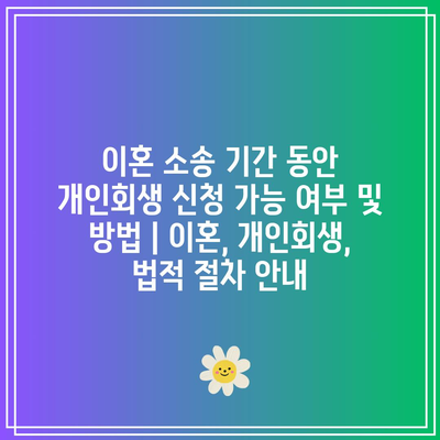 이혼 소송 기간 동안 개인회생 신청 가능 여부 및 방법 | 이혼, 개인회생, 법적 절차 안내