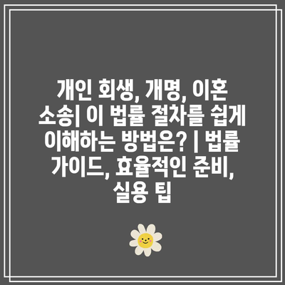 개인 회생, 개명, 이혼 소송| 이 법률 절차를 쉽게 이해하는 방법은? | 법률 가이드, 효율적인 준비, 실용 팁