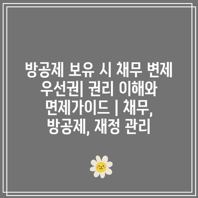 방공제 보유 시 채무 변제 우선권| 권리 이해와 면제가이드 | 채무, 방공제, 재정 관리