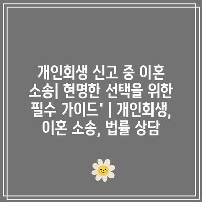 개인회생 신고 중 이혼 소송| 현명한 선택을 위한 필수 가이드’ | 개인회생, 이혼 소송, 법률 상담