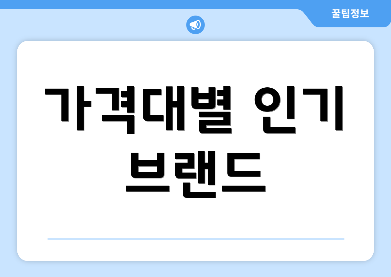 가격대별 인기 브랜드