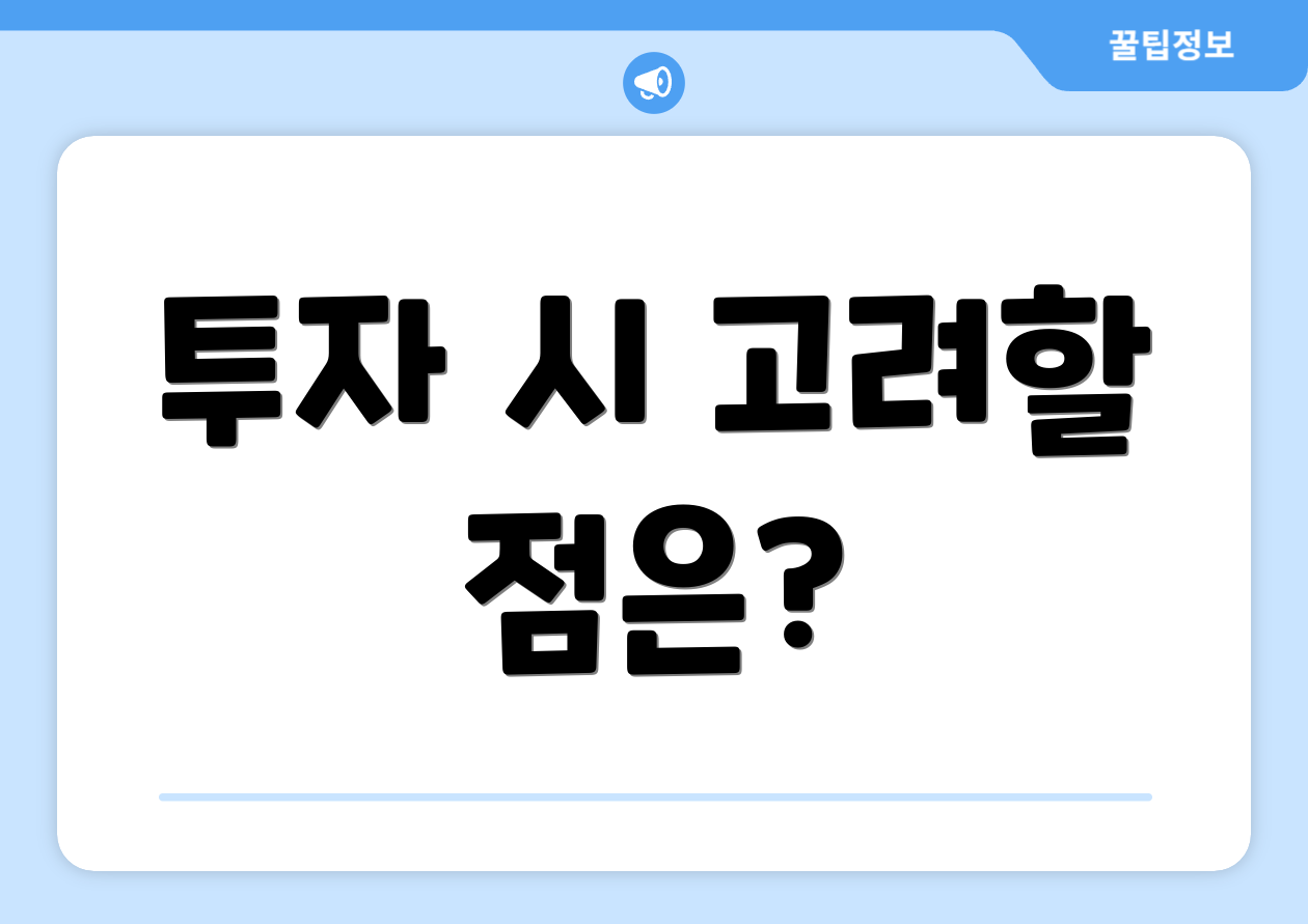 투자 시 고려할 점은?