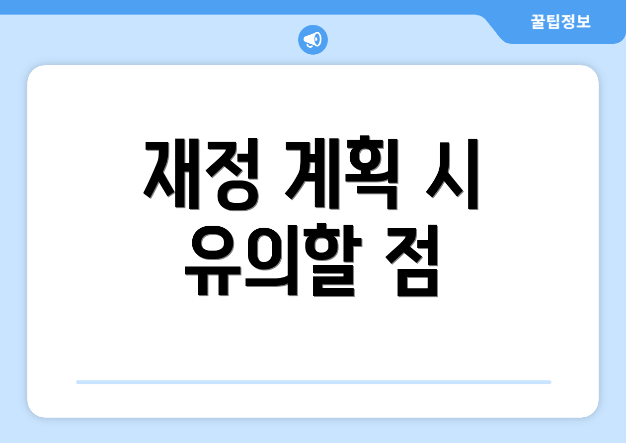 재정 계획 시 유의할 점