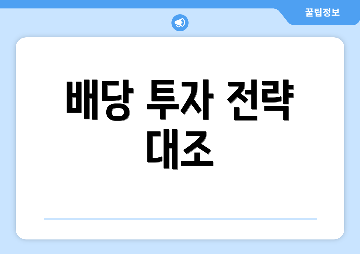 배당 투자 전략 대조