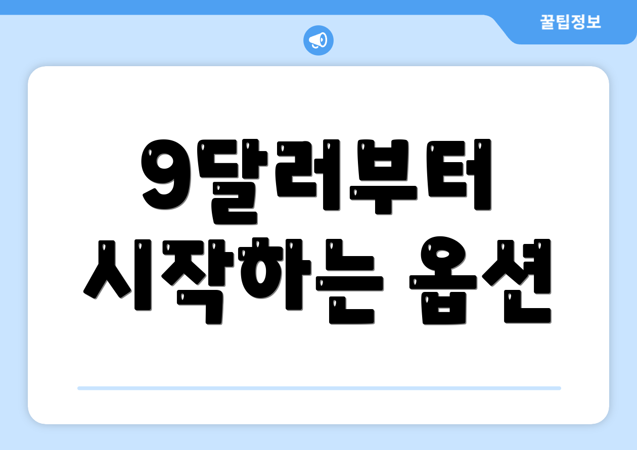 9달러부터 시작하는 옵션