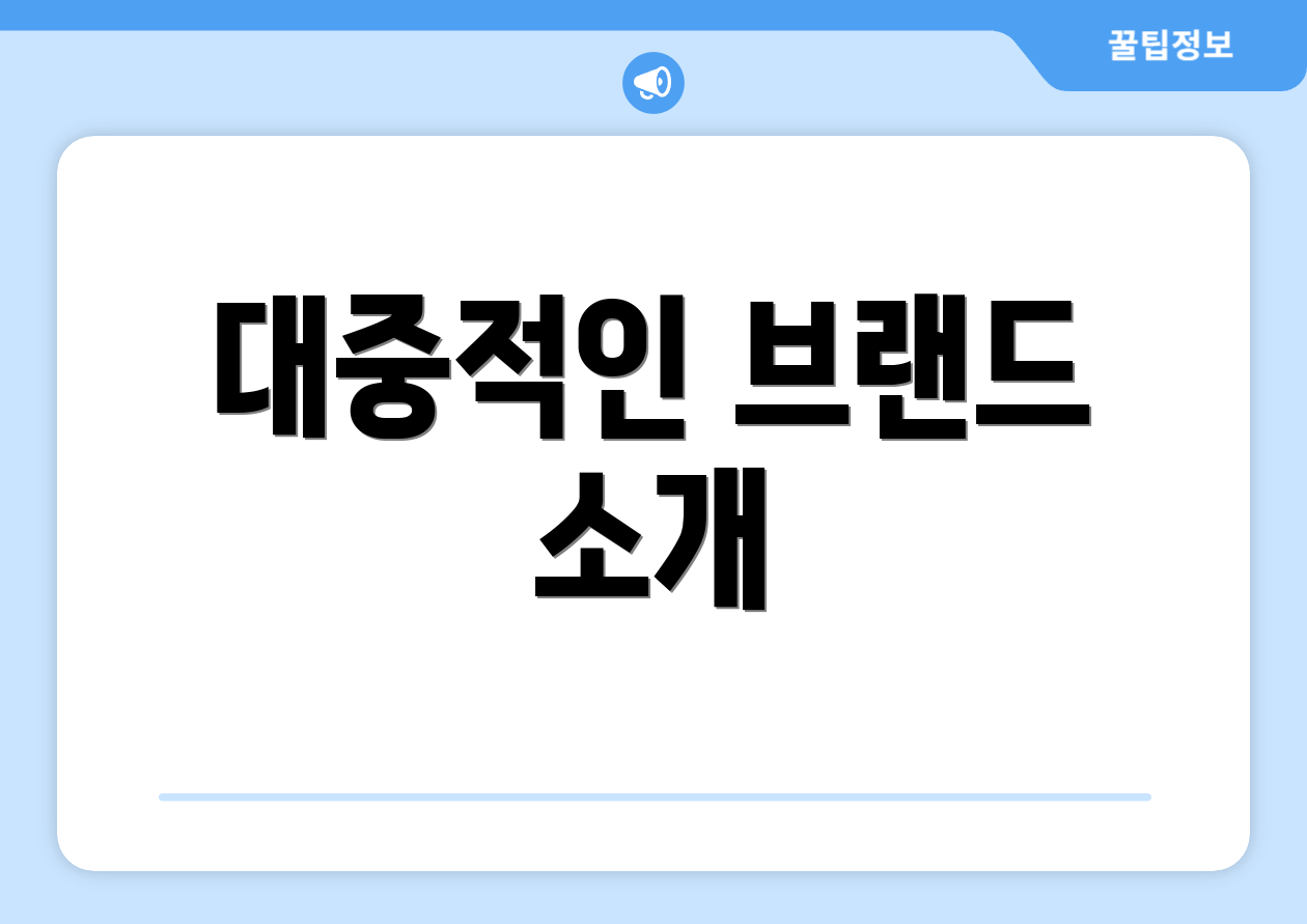 대중적인 브랜드 소개