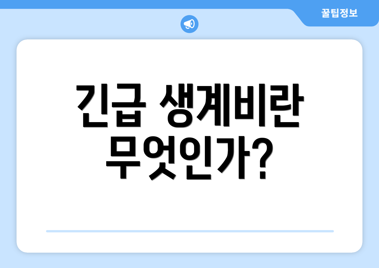 긴급 생계비란 무엇인가?