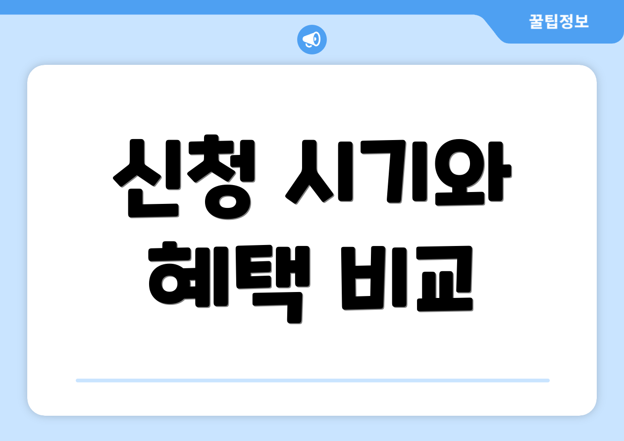 신청 시기와 혜택 비교