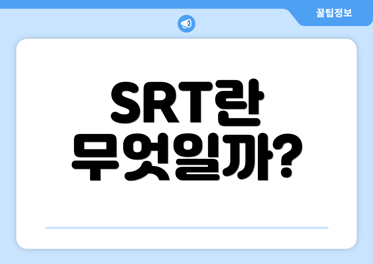 SRT란 무엇일까?