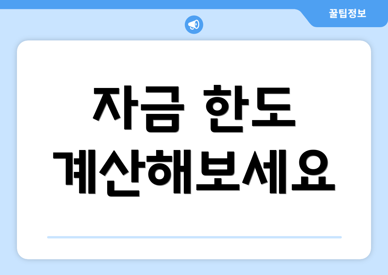 자금 한도 계산해보세요
