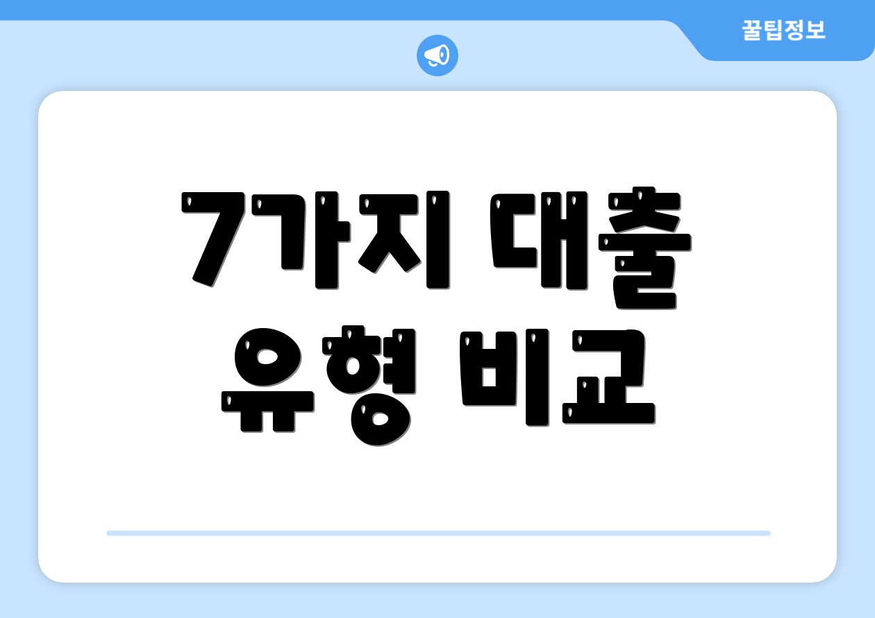 7가지 대출 유형 비교