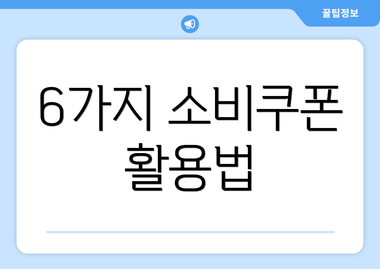 6가지 소비쿠폰 활용법