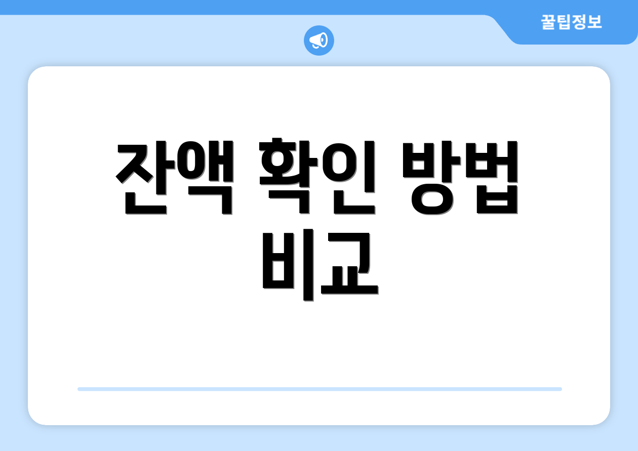 잔액 확인 방법 비교