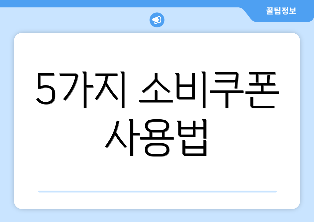 5가지 소비쿠폰 사용법