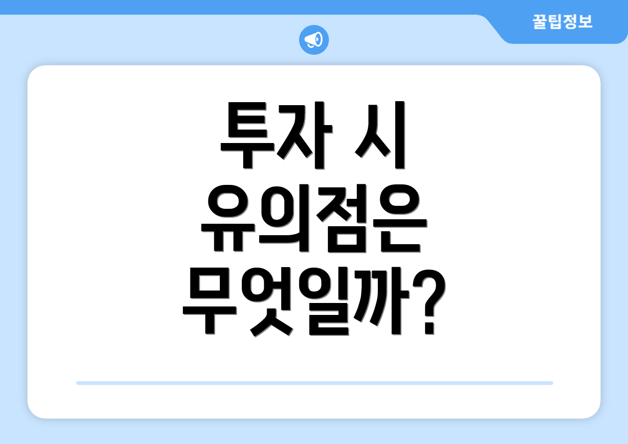 투자 시 유의점은 무엇일까?